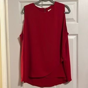 Red sleeveless top